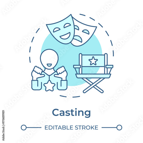 Casting multi color concept icon. Movie cast. Film directing, acting. Cinematography, audition. Round shape line illustration. Abstract idea. Graphic design. Easy to use in infographic, presentation
