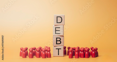 Obraz na płótnie A group of people are standing in a line, Debt growth. The financier for debt obligations. growth of public debt concept. w salonie