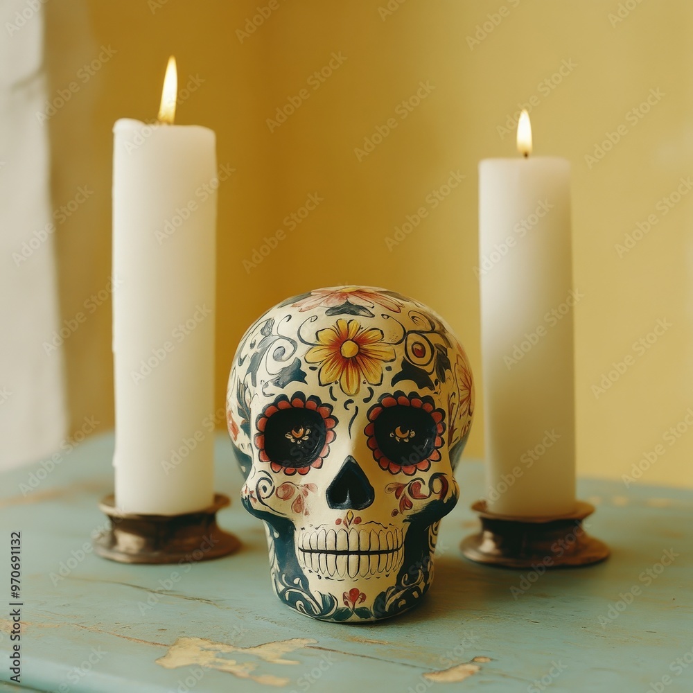 Painted Skull for Mexican Day of the Dead Celebration Painted Skull for Mexican Day of the Dead Celebration