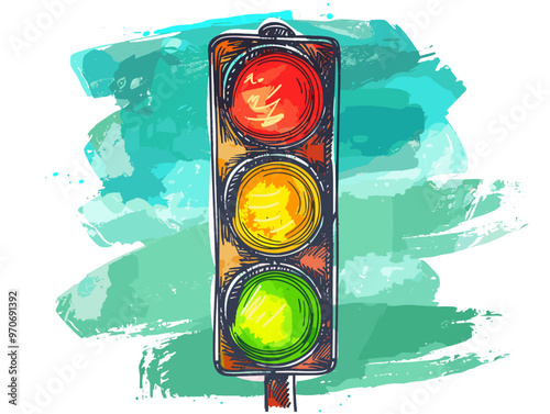 Doodle Style Traffic Light: Green Light for Go!