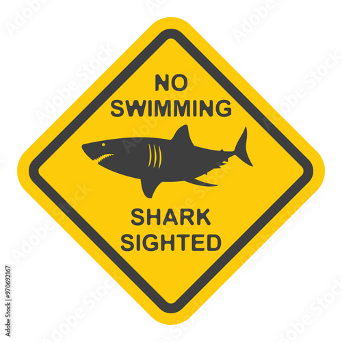 SHARK ZONE No swimming  flat symbol