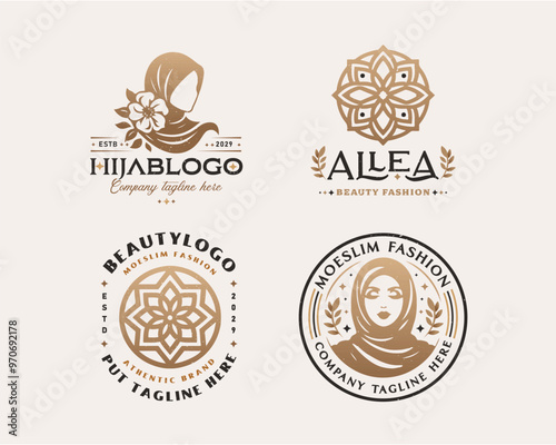 Beauty elegant hijab arabic woman logo design for business company