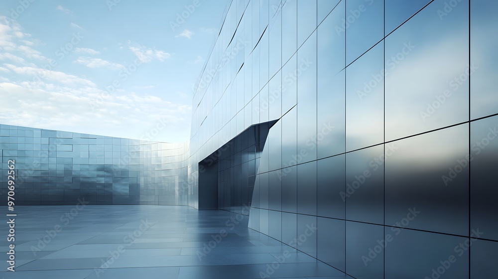 Obraz premium Modern Architectural Facade with Tiled Walls