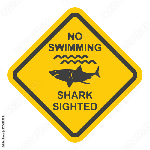 SHARK ZONE No swimming  flat symbol