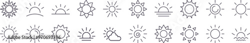 Sun Line Icon Collection. Modern Collection for Design, Web Sites, Apps, Cards