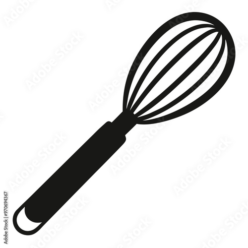 Kitchen Whisk Line Art Silhouette Design.