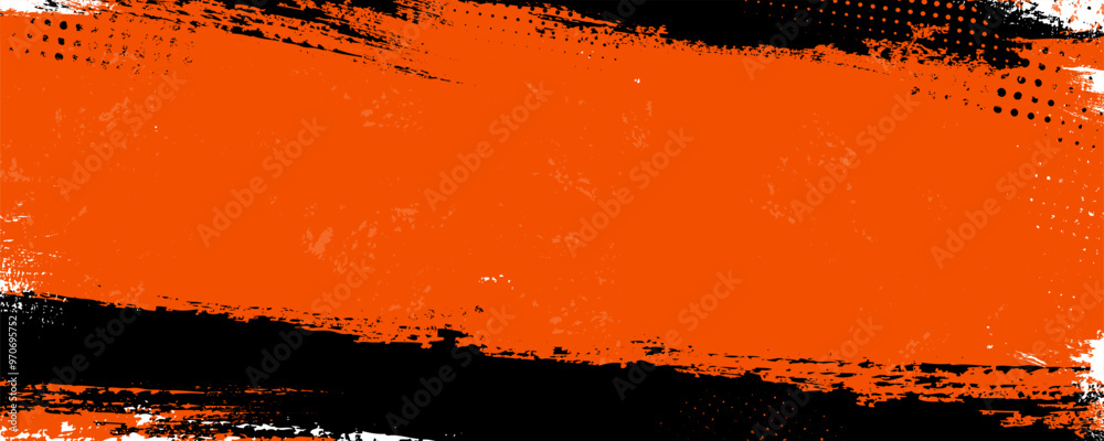 Black background with orange grungy scratchy halftone texture