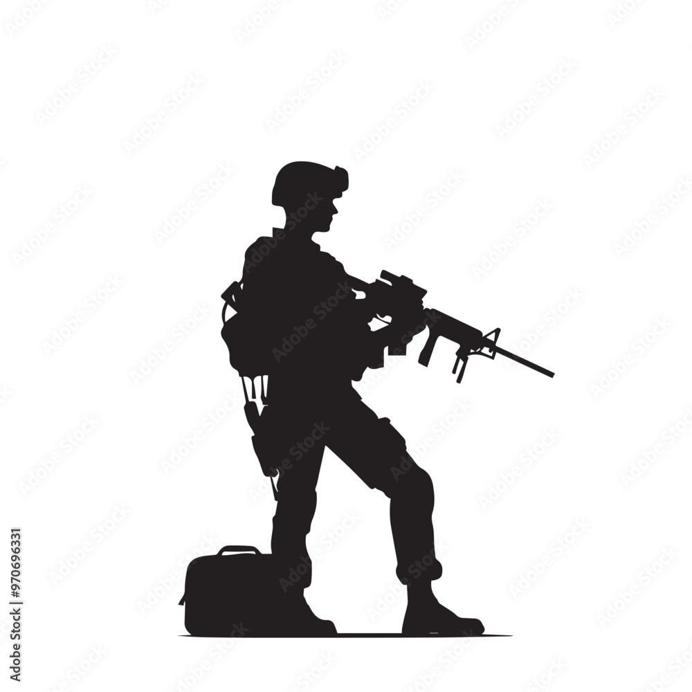 Soldier silhouette. Soldier vector design black and white. Soldier logo, icon. Soldier silhouette. Soldier vector design black and white. Soldier logo, icon.
