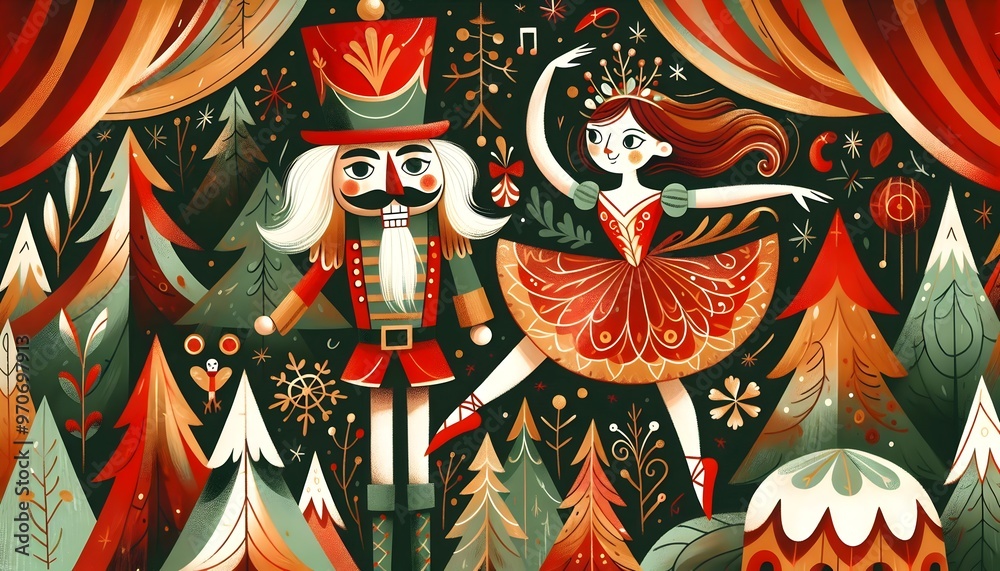 Nutcracker Festivo: Magia Navideña Ilustrada