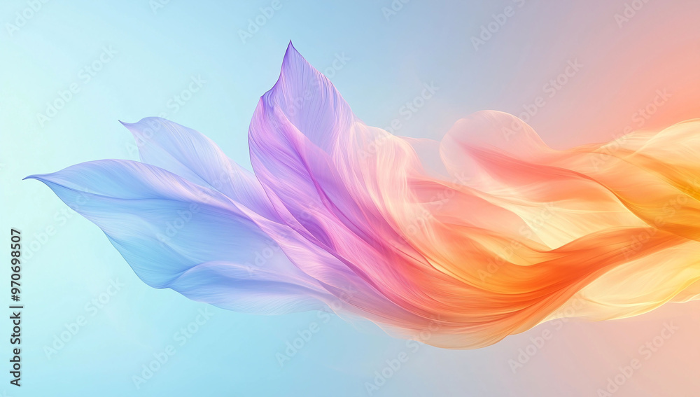 Elegant Abstract Colorful Shape Floating on a Light Blue Background ...