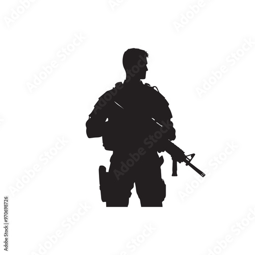 Soldier silhouette. Soldier vector design black and white. Soldier logo, icon.