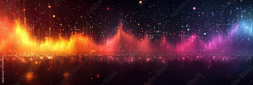 Abstract Background with Glowing Lines and Stars Abstract Background with Glowing Lines and Stars