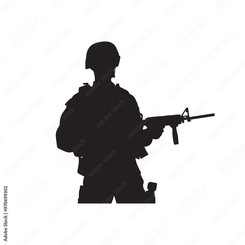 Soldier silhouette. Soldier vector design black and white. Soldier logo, icon. Soldier silhouette. Soldier vector design black and white. Soldier logo, icon.