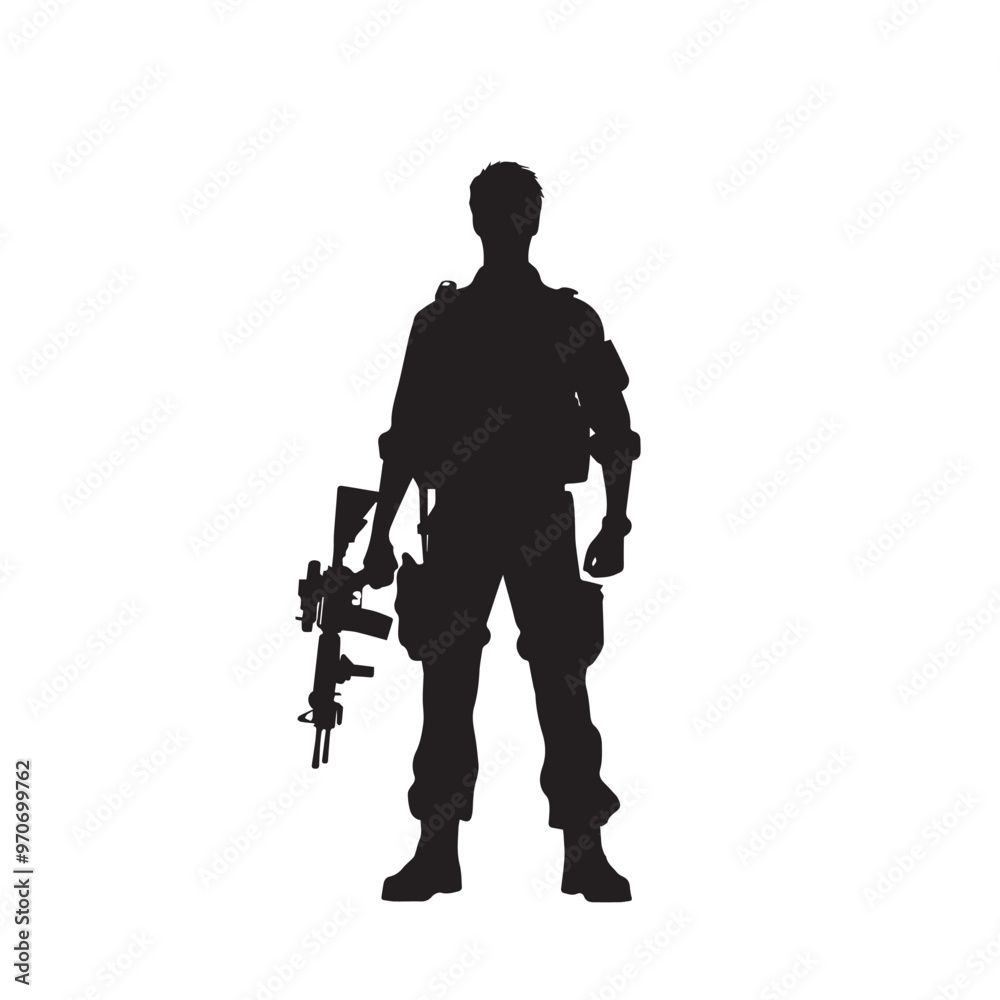 Soldier silhouette. Soldier vector design black and white. Soldier logo, icon. Soldier silhouette. Soldier vector design black and white. Soldier logo, icon.