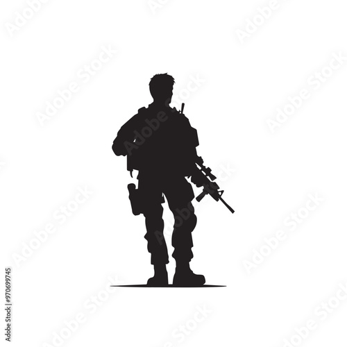 Soldier silhouette. Soldier vector design black and white. Soldier logo, icon.