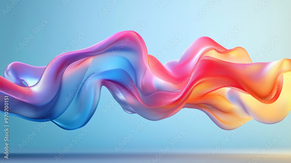 Elegant Abstract Colorful Shape Floating on a Light Blue Background, Featuring Smooth Curves, Gradient Color, and Soft Edges with Fluid Lines and Light Reflections for a Modern, Vibrant Design. Elegant Abstract Colorful Shape Floating on a Light Blue Background, Featuring Smooth Curves, Gradient Color, and Soft Edges with Fluid Lines and Light Reflections for a Modern, Vibrant Design.