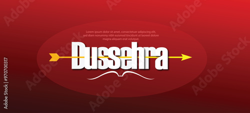 Illustration with symbol of Ravana and Bow-Arrow for Hindu Festival DUSSEHRA (Vijaydashami)