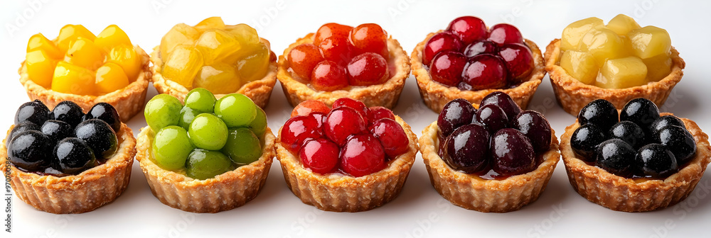 Photo of Delicious Fruit Tarts - Yellow, Green, Red, and Black Grapes Photo of Delicious Fruit Tarts - Yellow, Green, Red, and Black Grapes