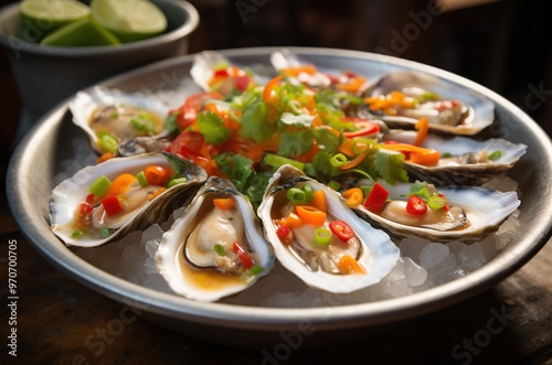 Filipino food, "Kinilaw na Talaba" or fresh oysters marinated in vinegar and spices.