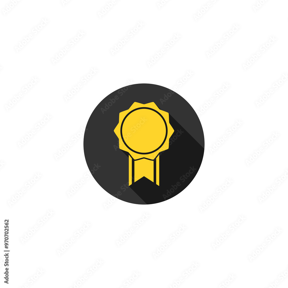 Badge medal with ribbon icon isolated on transparent background Badge medal with ribbon icon isolated on transparent background