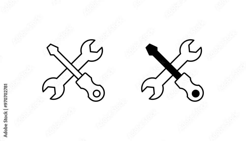 Wrench and screwdriver icon design with white background stock illustration Wrench and screwdriver icon design with white background stock illustration