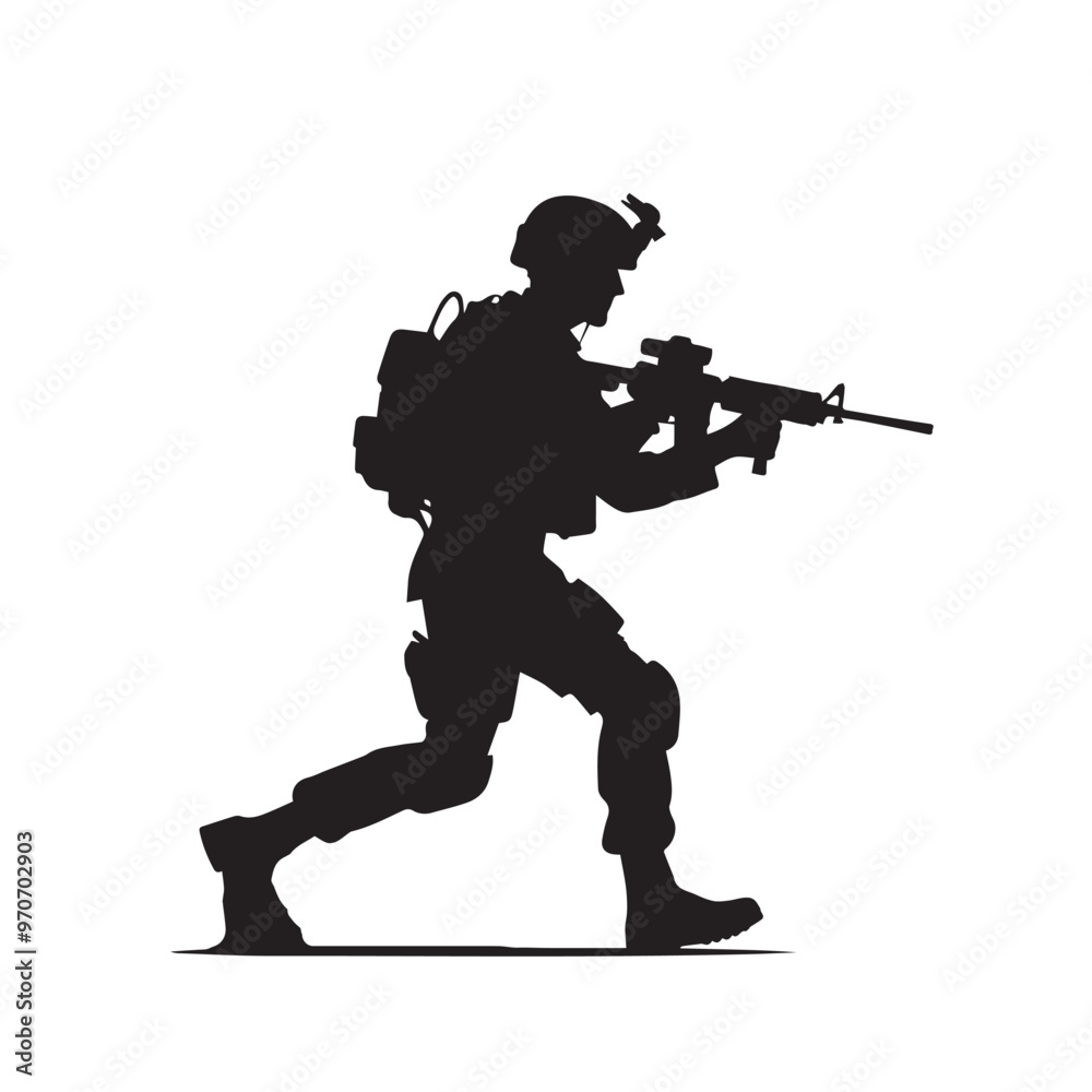Soldier silhouette. Soldier vector design black and white. Soldier logo, icon. Soldier silhouette. Soldier vector design black and white. Soldier logo, icon.