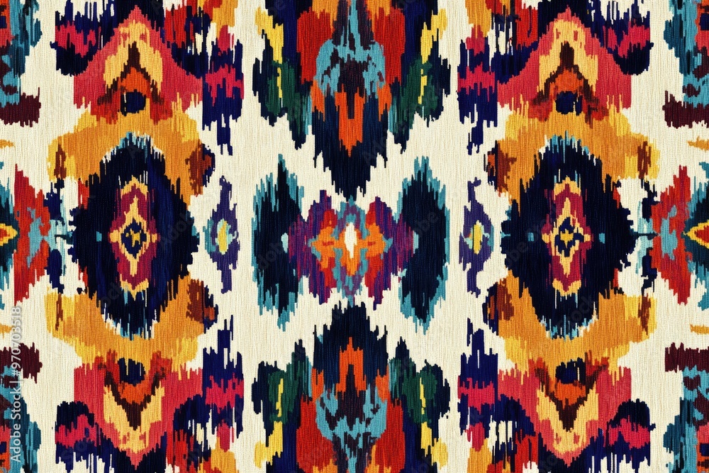 Ethnic ikat art seamless pattern for design projects. Ethnic ikat art seamless pattern for design projects.