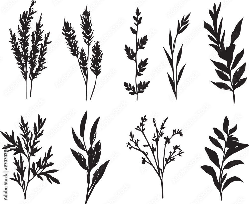 Set plants. Hand drawn vector illustration Set plants. Hand drawn vector illustration