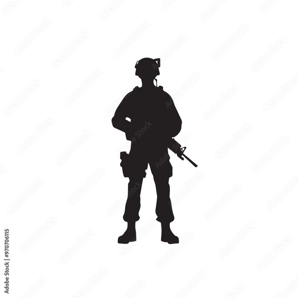 Fototapeta premium Soldier silhouette. Soldier vector design black and white. Soldier logo, icon.