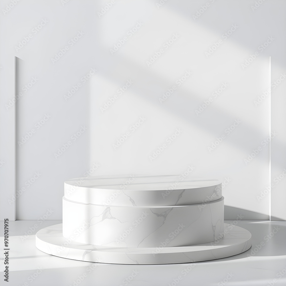 3d Mock up Light gray podium with geometric marble patterns and minimalist design. Pedestal stage for modern product presentation. Sleek scene for advertising. Sale promotion background. 3d Mock up Light gray podium with geometric marble patterns and minimalist design. Pedestal stage for modern product presentation. Sleek scene for advertising. Sale promotion background.