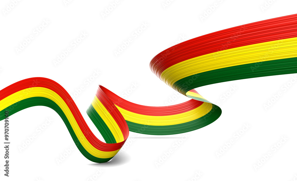 3d Flag Of Bolivia 3d Shiny Waving Bolivia Ribbon Flag On White Background 3d Illustration 3d Flag Of Bolivia 3d Shiny Waving Bolivia Ribbon Flag On White Background 3d Illustration