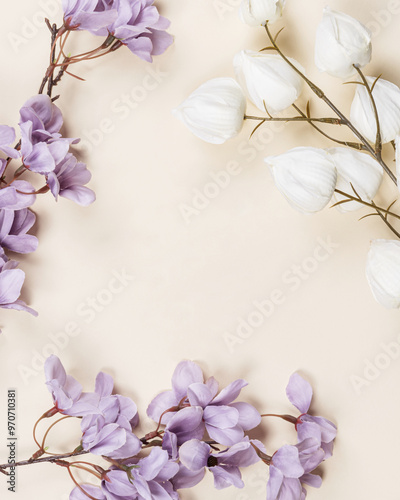 flowers on beige background photo