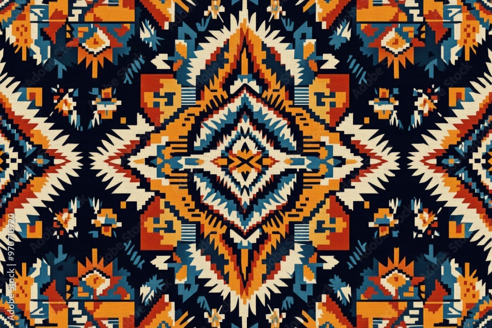 Fototapeta premium Native American Navajo seamless pattern for textile design.
