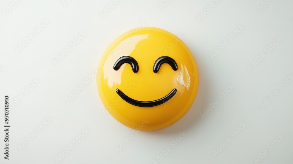 Yellow Smiley Face With A Tear Isolated On A White Background, Symbolizing Mixed Emotions In A Simple Yet Evocative Manner . Generative ai
