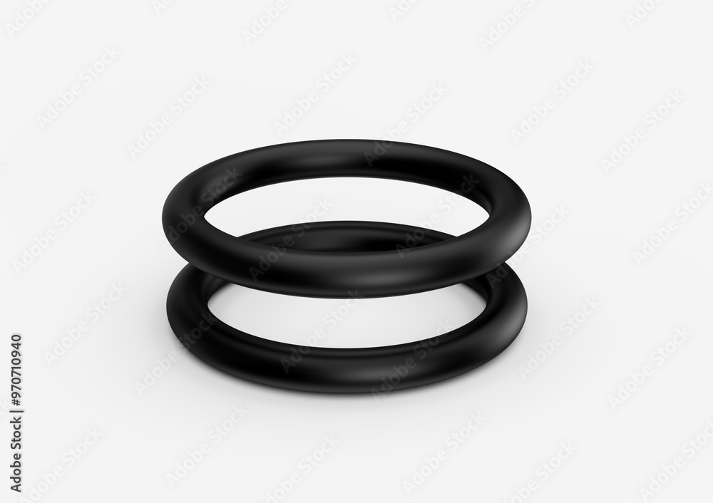 Two Black Shiny Circular Rubber O rings Crucial For Sealing Gaps In Industrial Use 3d Illustration Two Black Shiny Circular Rubber O rings Crucial For Sealing Gaps In Industrial Use 3d Illustration