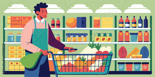 Man shopping for fresh produce in a supermarket aisle