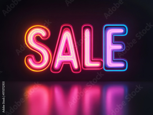 SALE Neon Typo mit Spiegelung photo