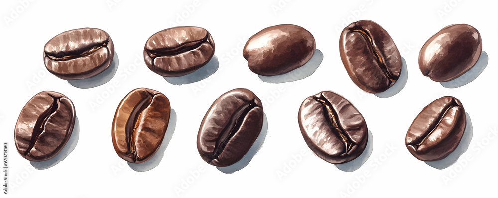 Watercolor Coffee Beans Illustration - Roasted Coffee Beans, Coffee Art, Coffee Lover Gift Watercolor Coffee Beans Illustration - Roasted Coffee Beans, Coffee Art, Coffee Lover Gift