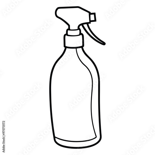 Vector Spray Bottle Silhouette Line Art.