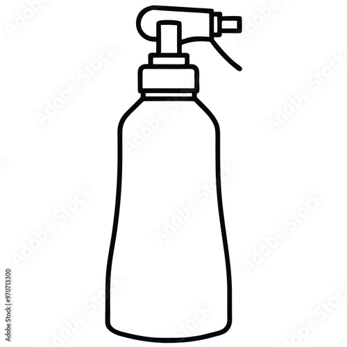 Vector Spray Bottle Silhouette Line Art.