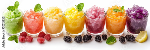 Rainbow Italian Ice Photo: Refreshing Summer Treat with Fresh Fruit