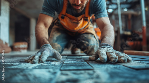 Wallpaper Mural Male Tile Installer at Work Torontodigital.ca