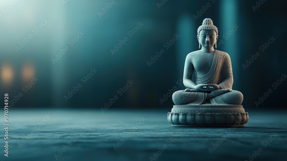 A serene Buddha statue in a tranquil setting, symbolizing peace, meditation, and spiritual enlightenment. A serene Buddha statue in a tranquil setting, symbolizing peace, meditation, and spiritual enlightenment.
