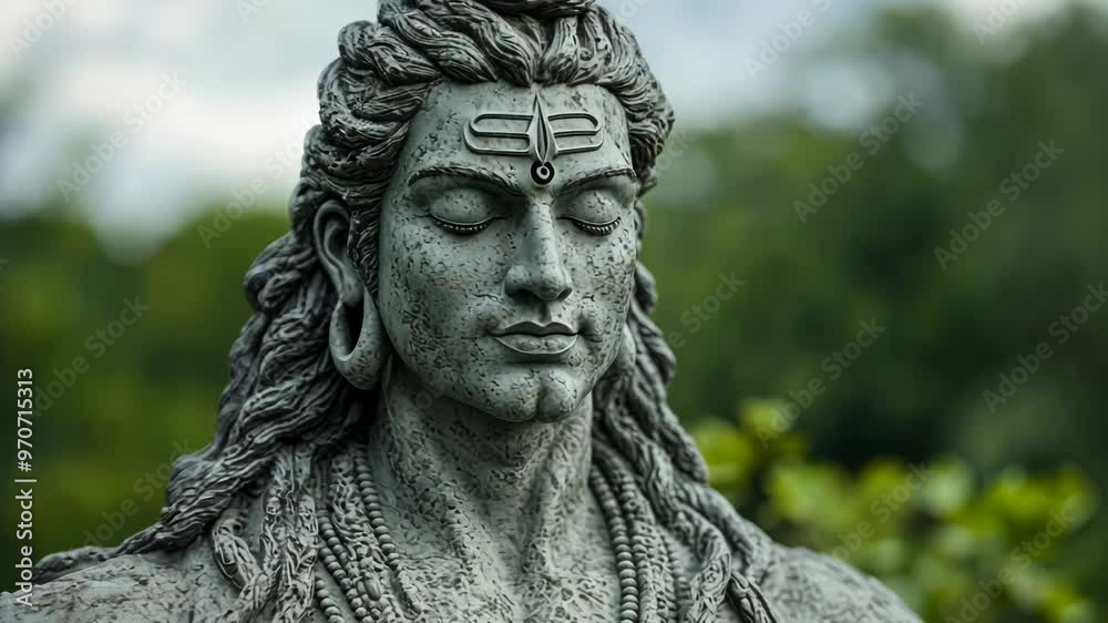 Statue of Lord Shiva, symbolizing Hindu god, meditation, spirituality, and revered during festivals like Maha Shivaratri Statue of Lord Shiva, symbolizing Hindu god, meditation, spirituality, and revered during festivals like Maha Shivaratri