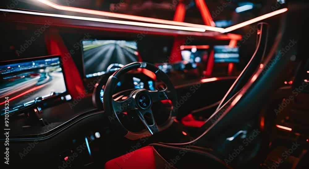 Driving simulator in an arcade center.