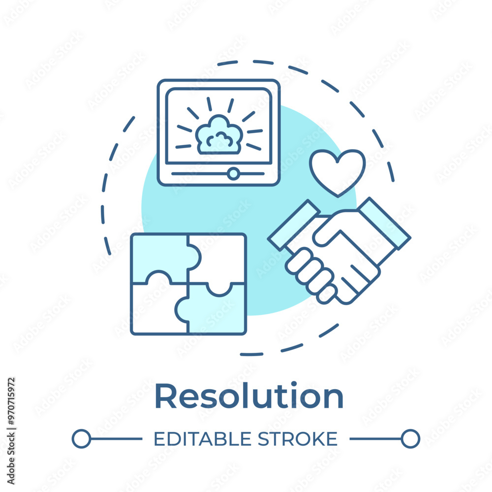 Narrative conflict resolution multi color concept icon. Partnership negotiation. Round shape line illustration. Abstract idea. Graphic design. Easy to use in infographic, presentation Narrative conflict resolution multi color concept icon. Partnership negotiation. Round shape line illustration. Abstract idea. Graphic design. Easy to use in infographic, presentation