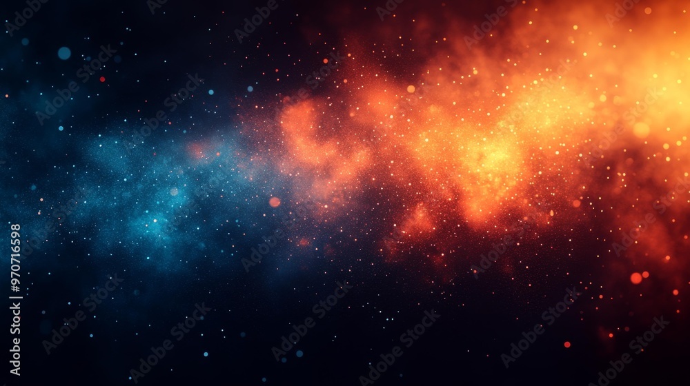 Naklejka premium Cosmic Red and Blue Nebula in Space Generative AI