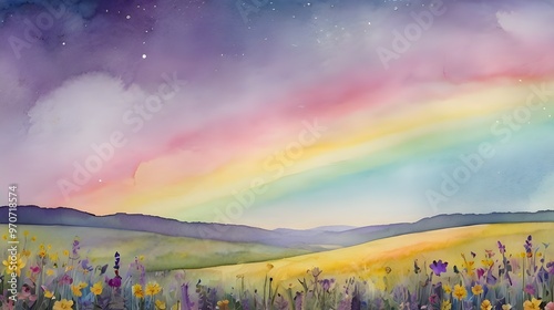 rainbow and flowers illustration