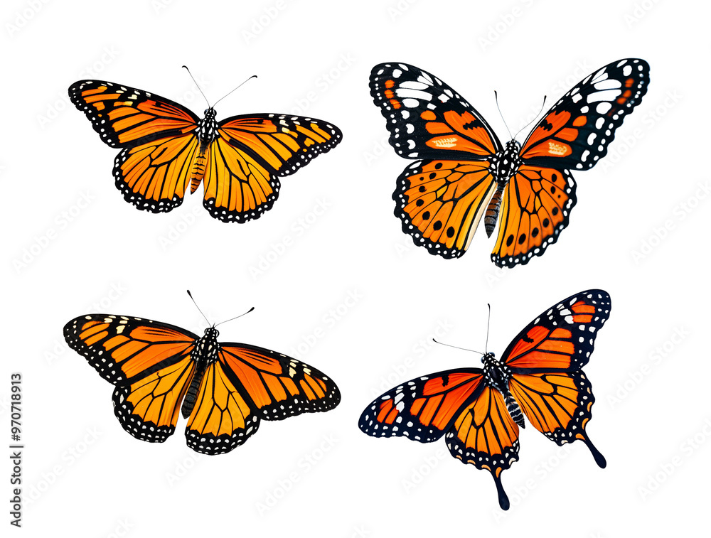 Obraz premium set of butterflies isolated on transparent background