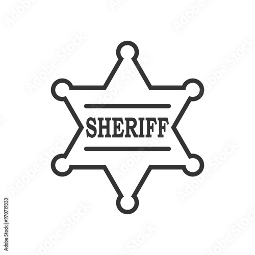 Sheriff badge graphic sign. Sheriff star sign isolated on white background. Vector illustration